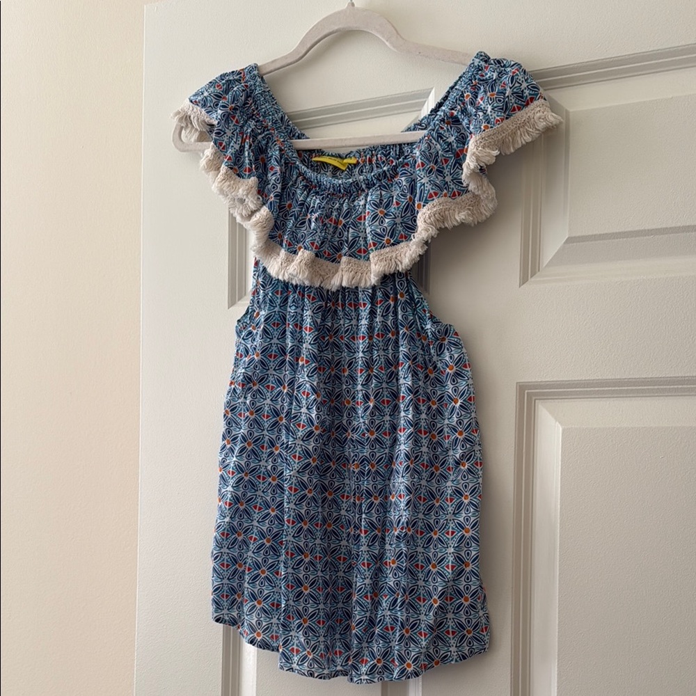 Roberta Roller Rabbit Blue Cream Ruffled Camisole